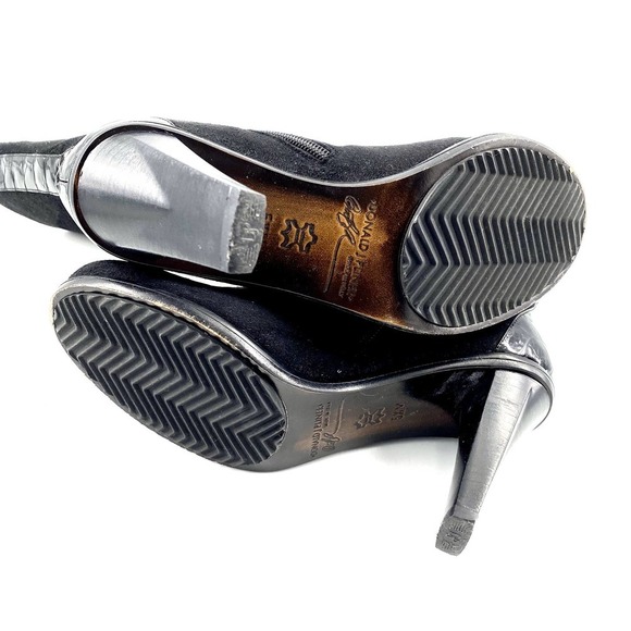 Donald J Pliner Shoe Boot Heel Stiletto Mid Calf Mottled Black Suede Sz 5.5 US - Picture 9 of 12